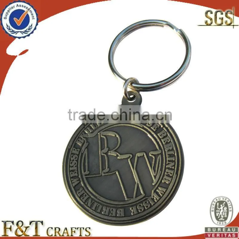 Leather customized logo personalized double keyrings keychain