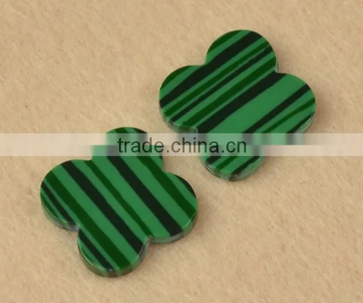 Beautiful Loose Natural Green Malachite stone Four-Leaf Clover Gems