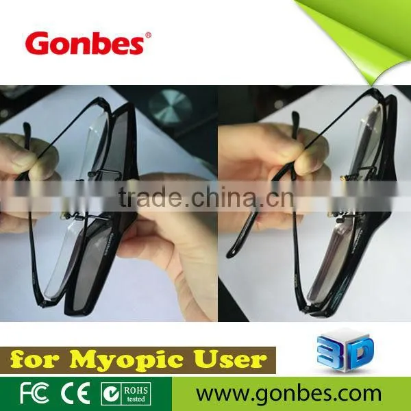 Clip-on Universal Active shutter 3D Glasses for nearsighted people