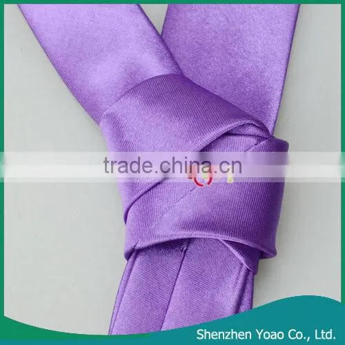 5 * 145cm Delicate Pure Color Ties Silk Dark Purple