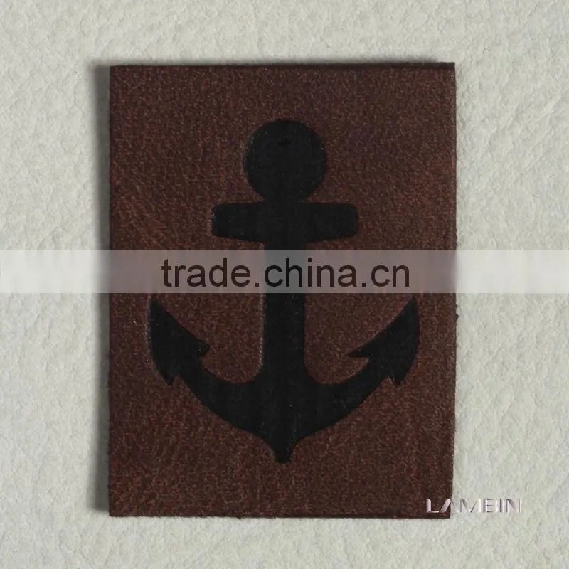 Custom embossed leather label leather patch for students clothing