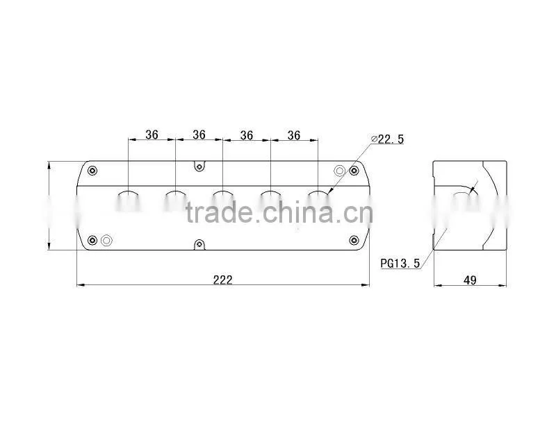 industrial push button control switch box/enclosure for five holes LAY5-NBE