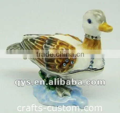 Pewter Glazed Duck Jewelry Box/ Jewel Case
