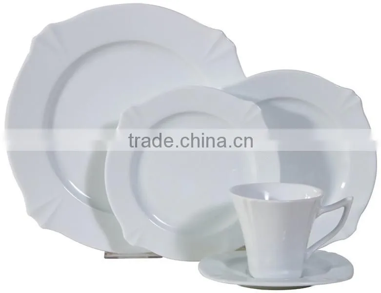 Super white emboss ceramic serving plate platter wedding plate