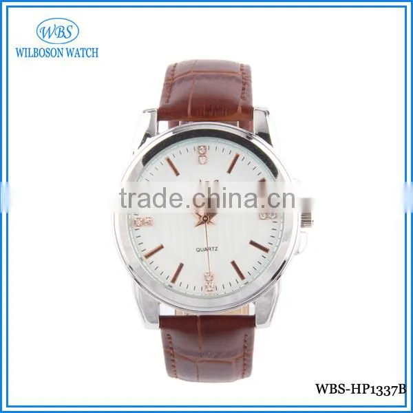 Fashion leather lady casual silver watch