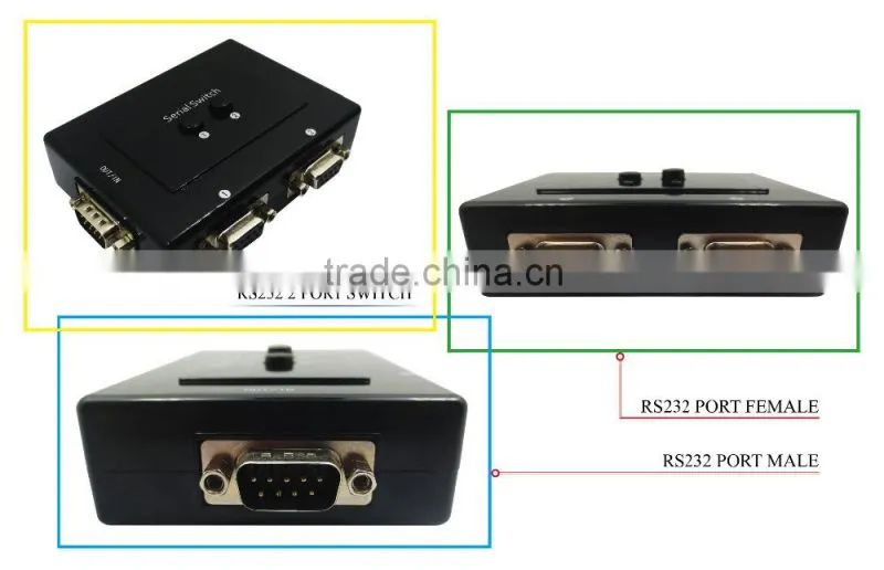 Serial port manual Share switch 2 Port RS232 Switch for printer and scanner business