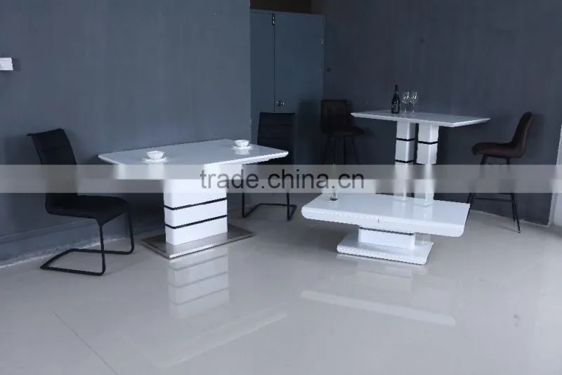White high gloss wooden dining table designs