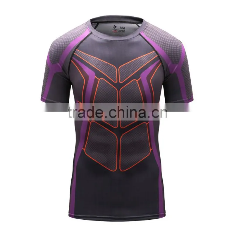 Men T Shirt Marvel Compression Shirts Outdoor Sport Bodybuilding Gym Fitness Jersey Casual Tees