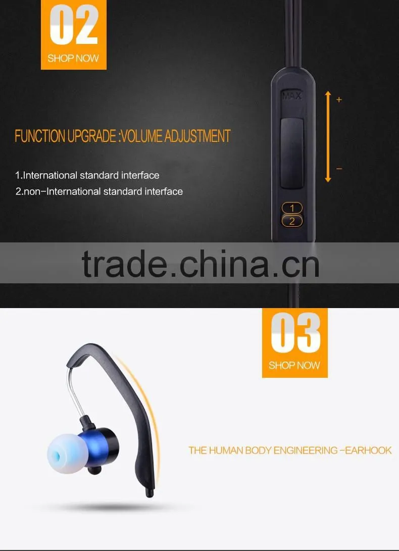 For Brazil For skype MSN earphone headset with earhook design earphone with microphone earphone headphone