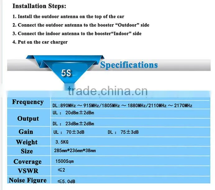 KIngtone new mobile Vehicle 850/1800/2100MHz repeater tri-band car mobile signal booster