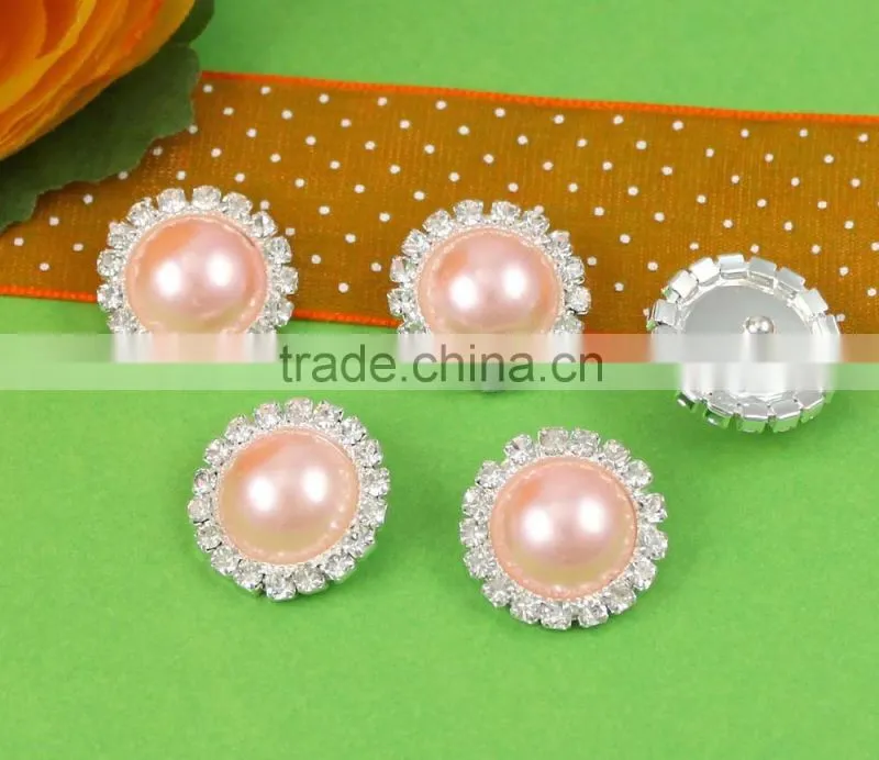pink vintage rhinestone pearl button