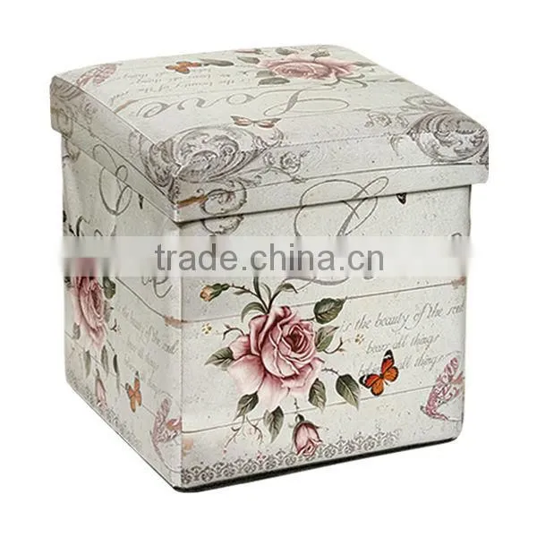 2016 Hotsales Vintage Folding Storage Stool Seating Box Ottaman