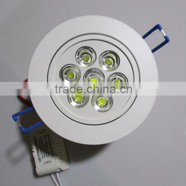 7W white Led dowlights,700LM,AC85-265V,7*1W ,2 years warranty
