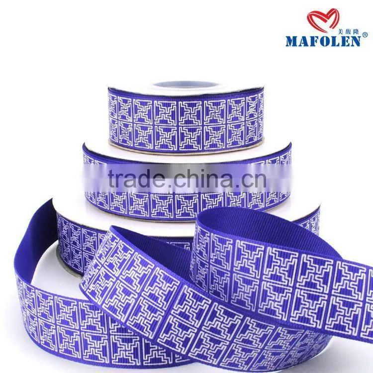 Ribbons factory in china cheap black printing checks grosgrain ribbon imported