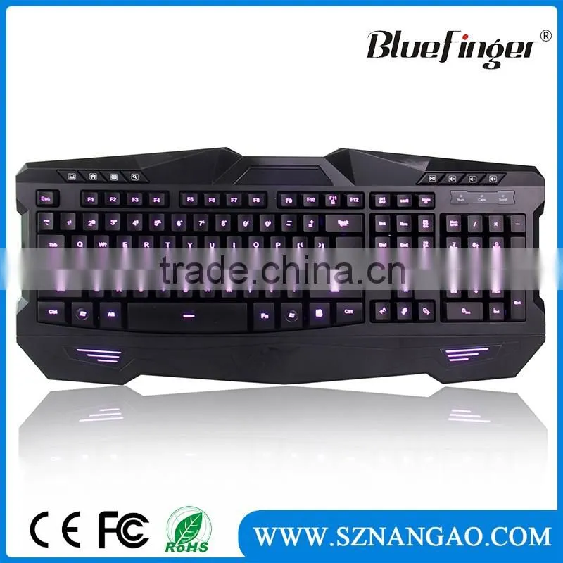 Shenzhen Factory Red Blue Purple Colored USB wired backlit keyboard for gaming