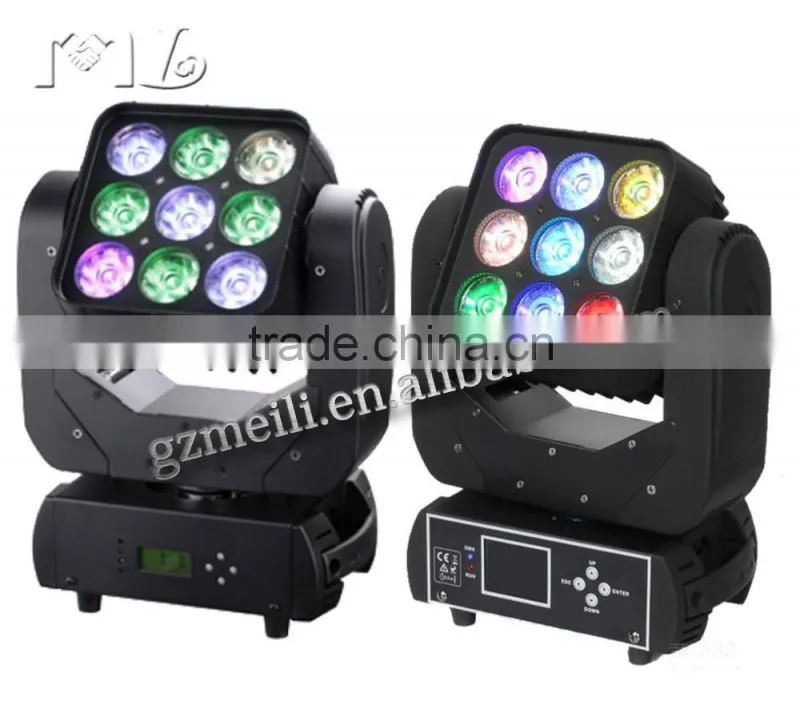 Professional Lighting 9pcs 12w 4 in 1 Matrix Led Moving Head