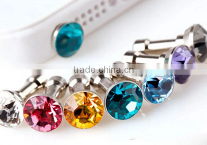 Fashion flash diamond colorful diamond cell phone headset dust plug dust plug 3.5mm universal