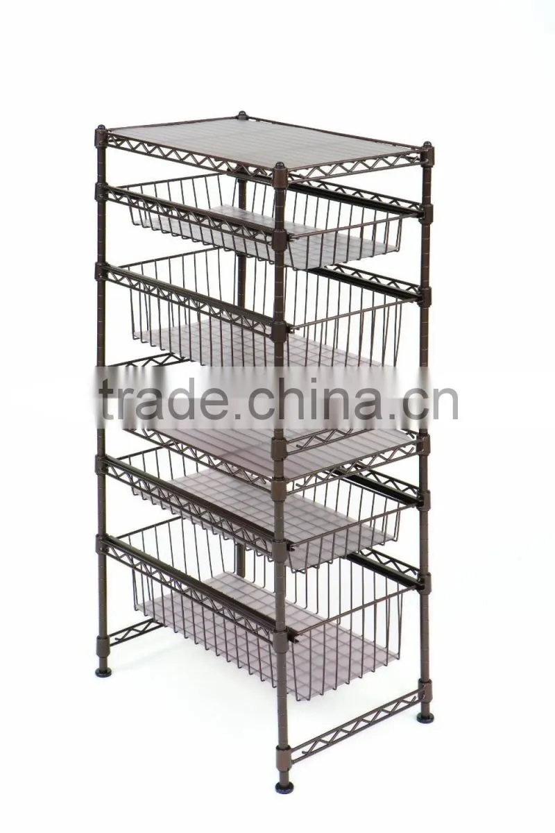 Icegreen Black Powder Coated Stylish Metal Baker Rack with 4 Shelves
