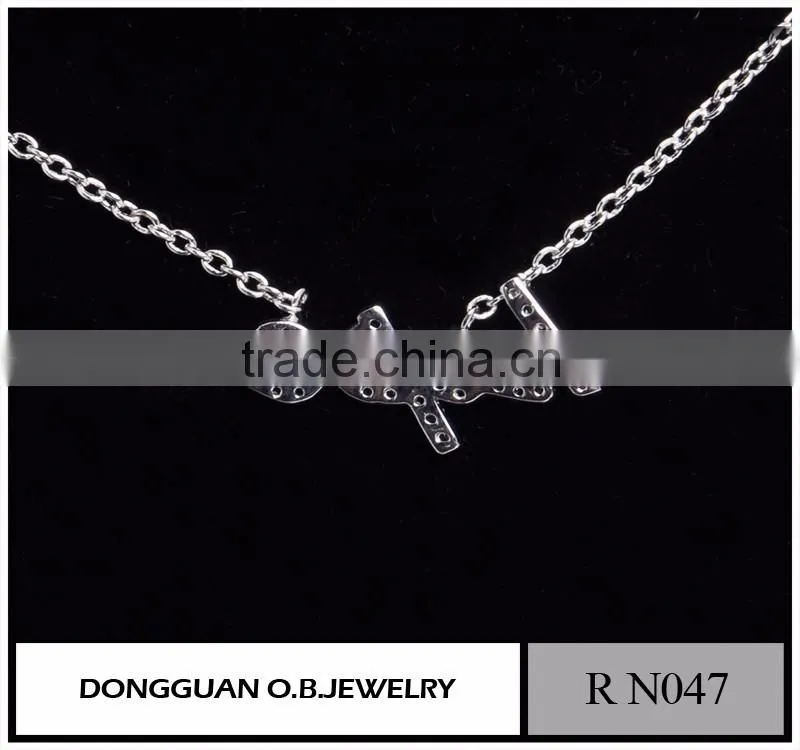 Cheapest Stainless Steel Pendant Anchor Necklace/Crystal Letter White Gold Necklace
