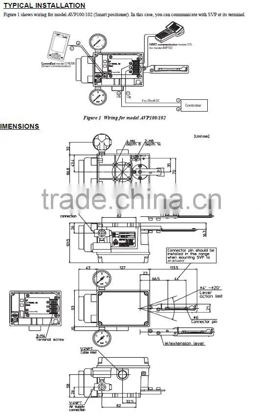 YAMATAKE azbil SVP3000 Alphaplus Smart Valve Positioner Model AVP100 and AVP102