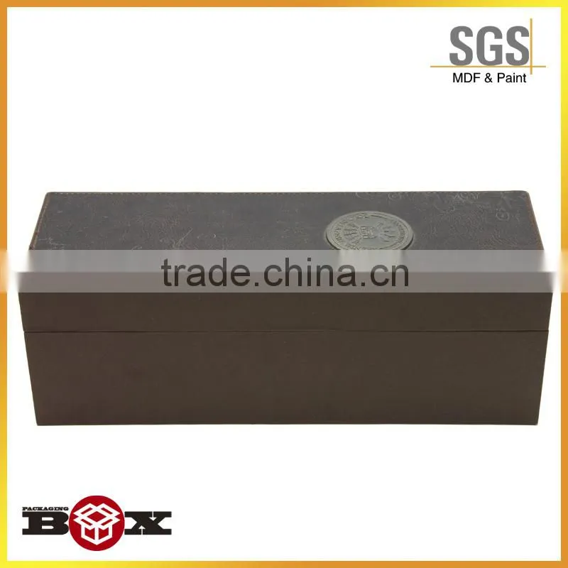 Plastic metal feather handmade red wine wooden box
