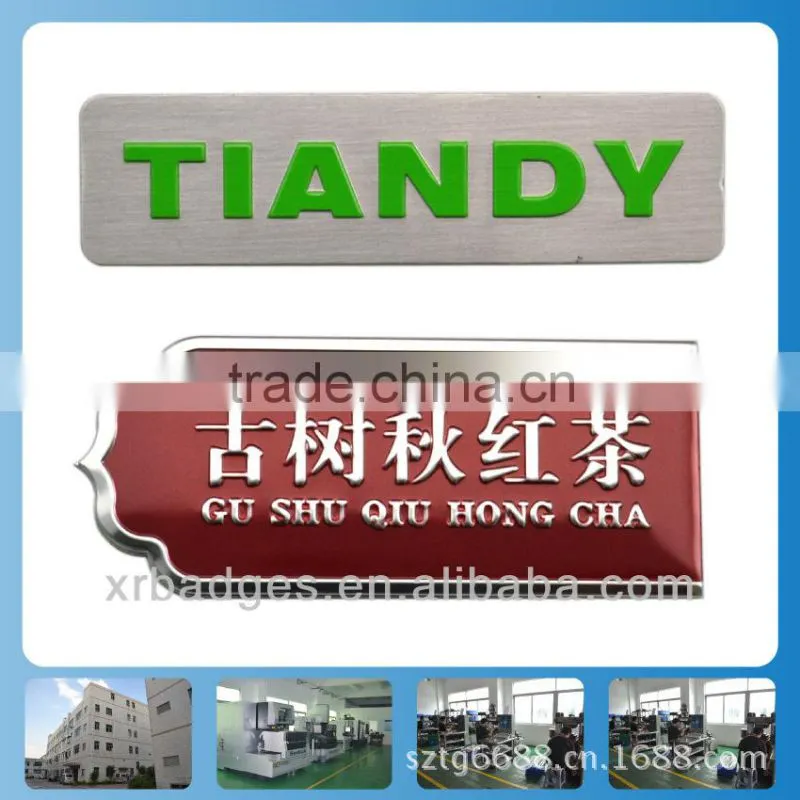 Custom cheapes metal badge for company name with 3D