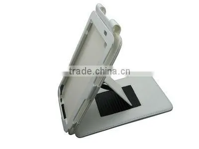 PU Leather Case with bracket For Samsung Tab P1000 stand function, white, Customers Logo, OEM