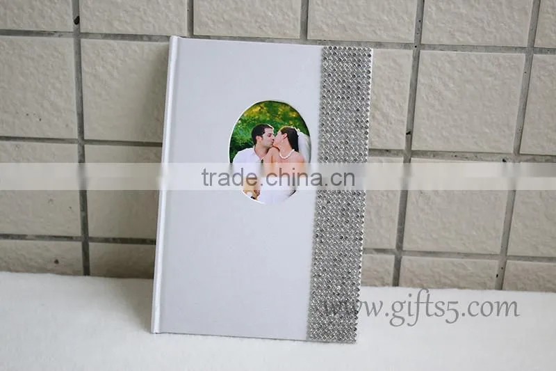 White wedding guest book with photo frame