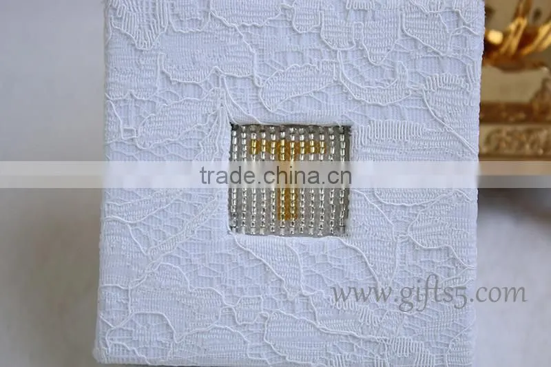 Handmade Elegant wedding ring box with beaded name plate of T