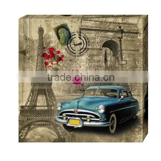 Beautiful yellow car inkjet canvas