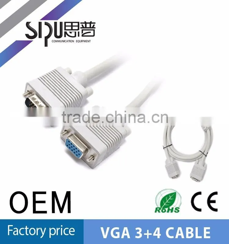 SIPU high speed vga 3+4 cable for computer best price M/M vga cable wholesale cable vga to vga