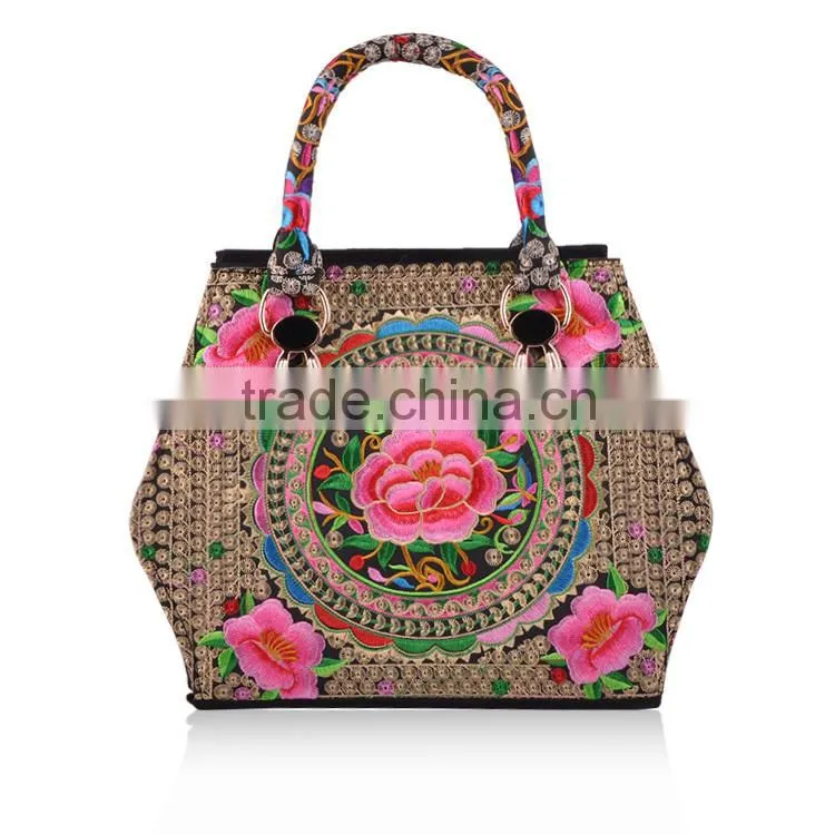 2015 new arrival canvas embroidery bag handmade national handbag