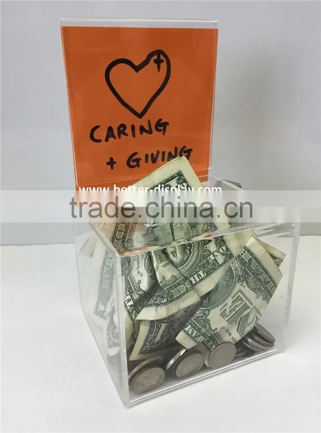 wholesale acrylic charity collection bins