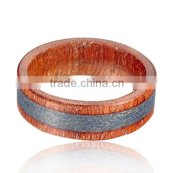 New Natural Wood Ring, Red Wood Ring with Sticker inlay, Real Wood Ring