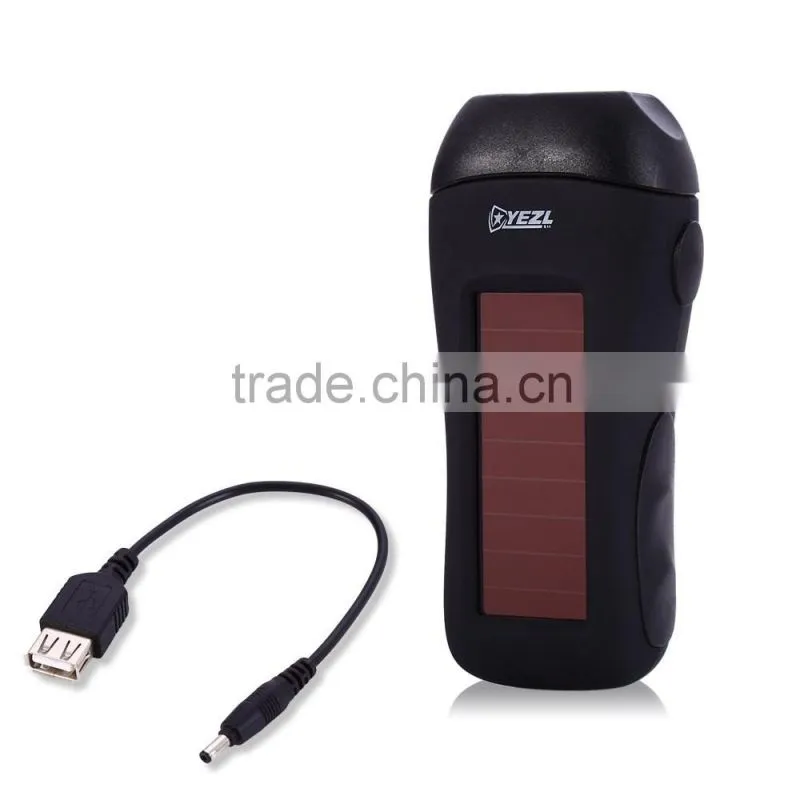 Rechargeable Solar & Hand Crank Power USB Power Flashlight Torch