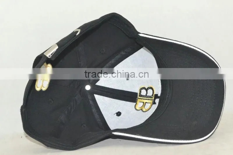 Professional custom 6 panel / 3 d embroidery /100% polyester/black baseball cap