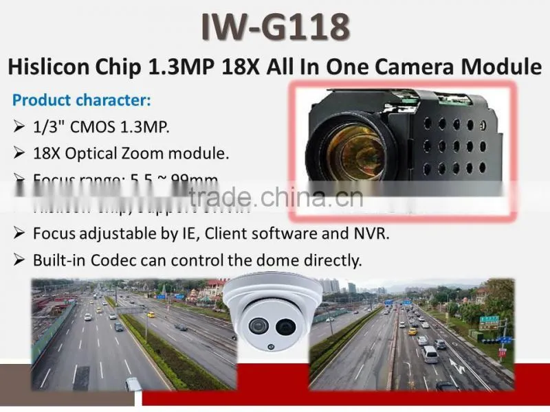 IW-G118 H.264 CMOS 1.3MP WDR 18X Optical Zoom Camera Module