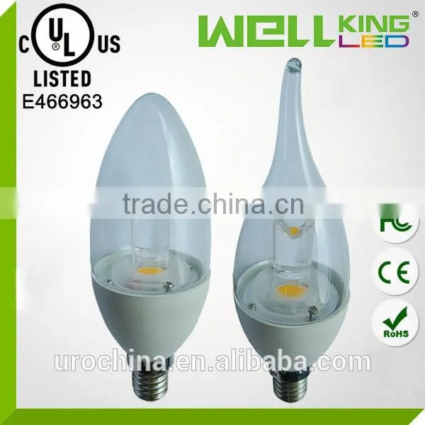 CUL approved 3w 5w E12 E14 led candles with real flame