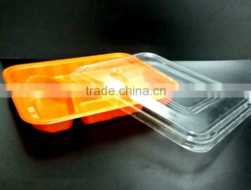 High quality disposable take-away food container with lid 4 compartment