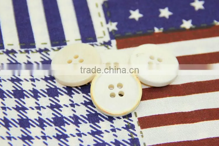 4 Holes Rim Burnt Ivory White Bone Buttons in High Quality