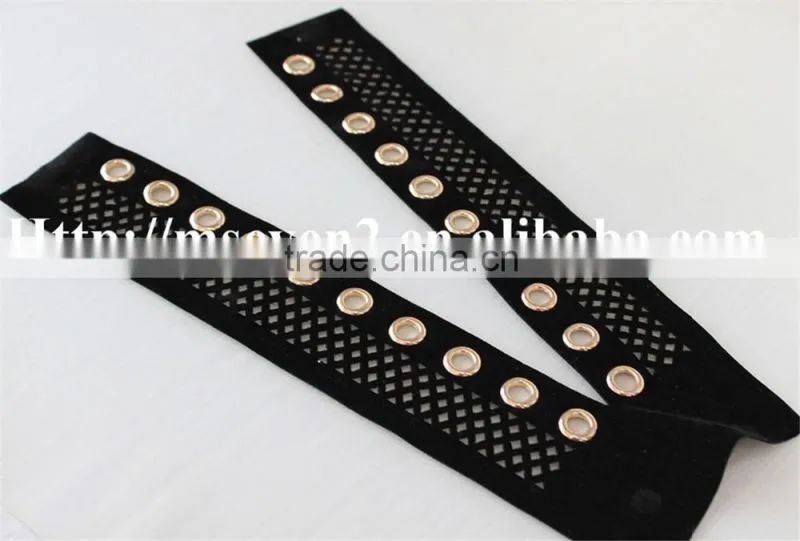 high quality polyester fabric matal eyelet applique net embroidery collar for sale