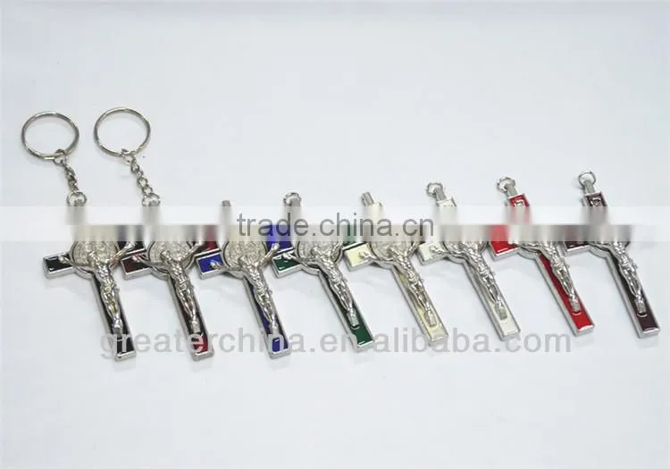 Religious zinc alloy metal cross keychain