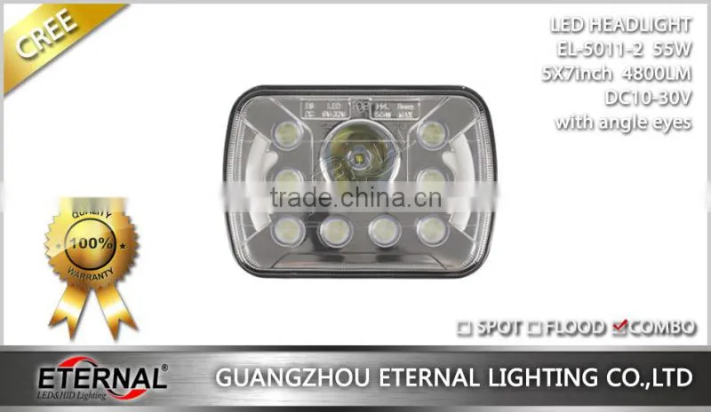 55W high power 5x7" led headlight replacement bulb sealed trims for 79-01 H6054 Jeep Cherokee Ni-ssan Honda