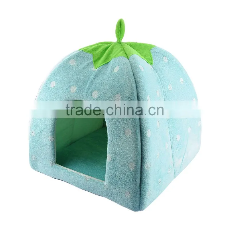 New Arrival Foldable Strawberry Shape Sponge Cut Dog Cat pet Tent Bed