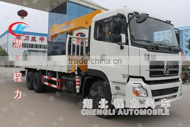 Dongfeng brand TL 6*4 10 ton cargo crane truck, truck mounted crane, hydraulic boom truck crane