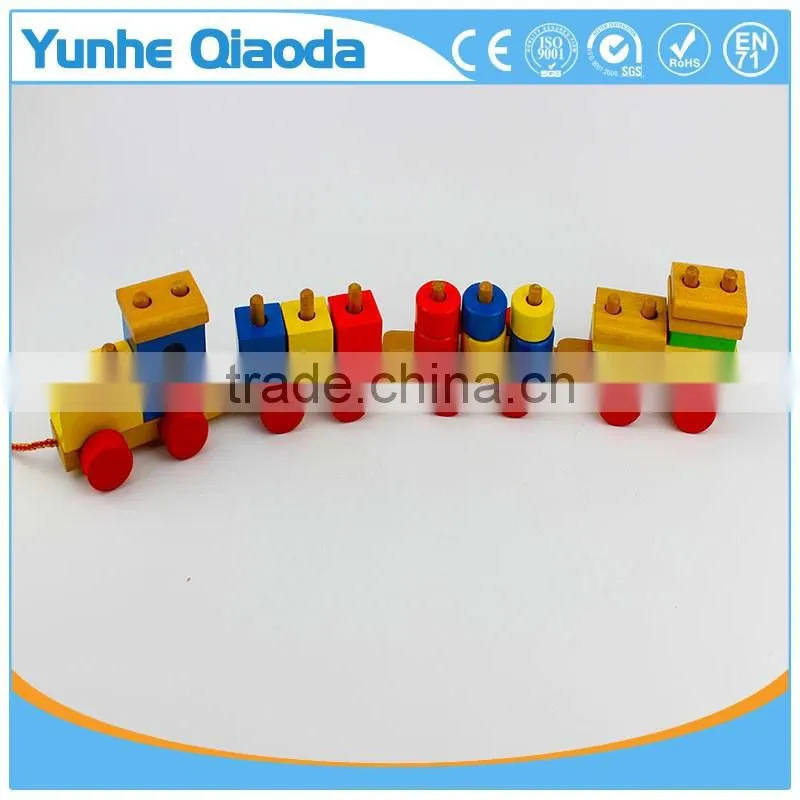 colorful Wood stocking Train Toys Geometric Building Blocks Education Gift