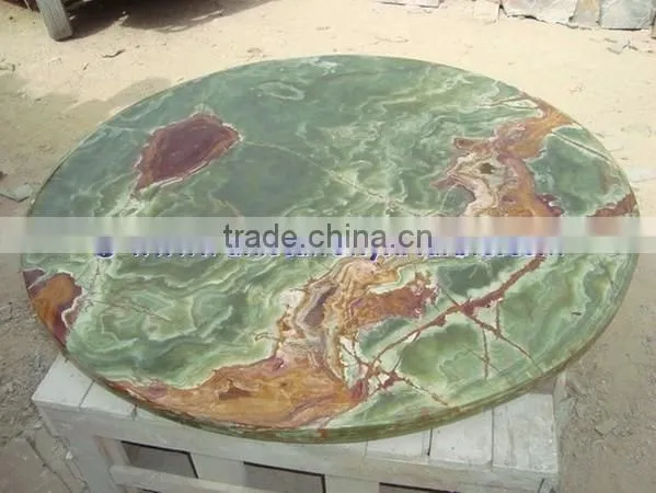 A GRADE DARK GREEN ONYX TABLE TOPS COLLECTION