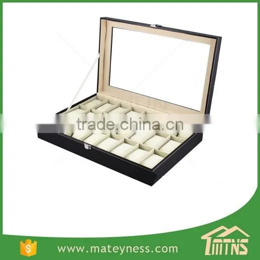 Large Glass Top Display Wooden Watch Box