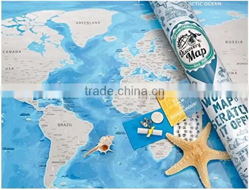 Detailed World Map with Scratch off Stickers Large Size and Tube Packaging AMA-08
