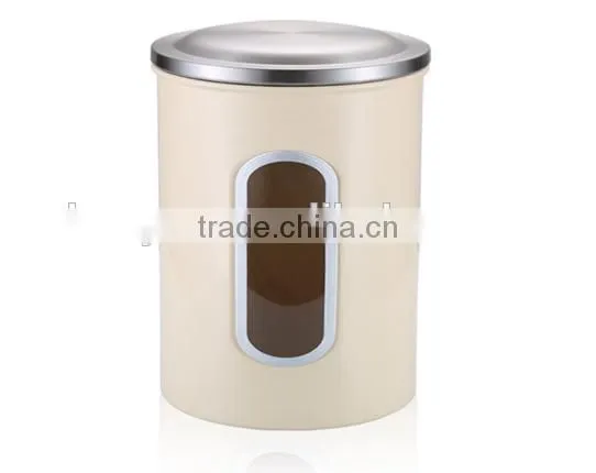 Cream-coloured Stainless Steel Kitchen Canister Set